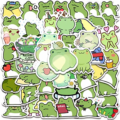 50 Pieces Frog Stickers Cartoon Vinyl Waterproof Stickers for Laptop,Guitar,Motorcycle,Bike,Skateboard,Luggage,Phone,Hydro Flask, Gift for Kids Teen Birthday Party