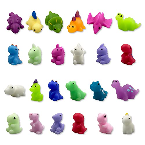 QINGQIU 24 PCS Dinosaur Kawaii Squishies Mochi Squishy Toys Stress Relief Toys for Kids Boys Girls Party Favors Birthday Gifts