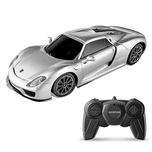 BEZGAR Porsche Remote Control Car, 1_24 Officially Licensed Porsche 918 Spyder RC Car for Boy 3-5 Years Old, Racing Hobby Model Vehicle Outdoor Birthday Gift Toy Car for Kids Teens and Adults (Silver