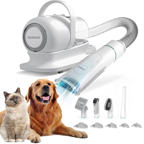 neabot Neakasa P1 Pro Pet Grooming Kit & Vacuum Suction 99zz Pet Hair, Professional Clippers with 5 Proven Grooming Tools for Dogs Cats and Other Animals