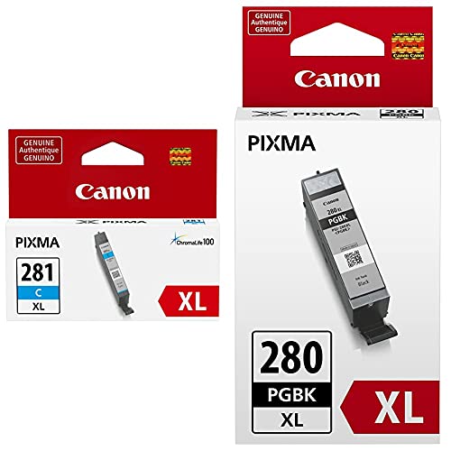 Canon CLI-281XL Cyan PGI-280XL PGBK Compatible to TR7520,TR8520,TR8620,TS6120,TS6220,TS6320,TS702,TS8120,TS8220,TS8320,TS9120,TS9520 Printers