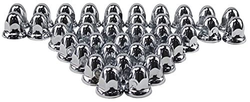 MRJLK 33mm Chrome Steel Push-on Bullet Flanged Lug Nut Covers Pack of 40