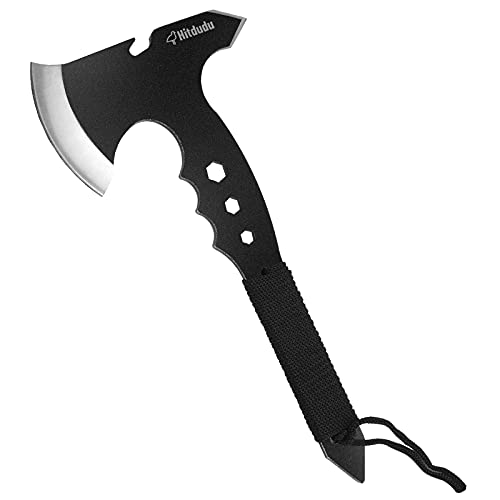 Hitdudu Throwing Axe, 11.8" Throwing Tomahawk w_ 3.5" Blade, Full Tang Stainless Steel Tactical Hatchet with Spike, Design for Hawks Throwing Recreation and Competition