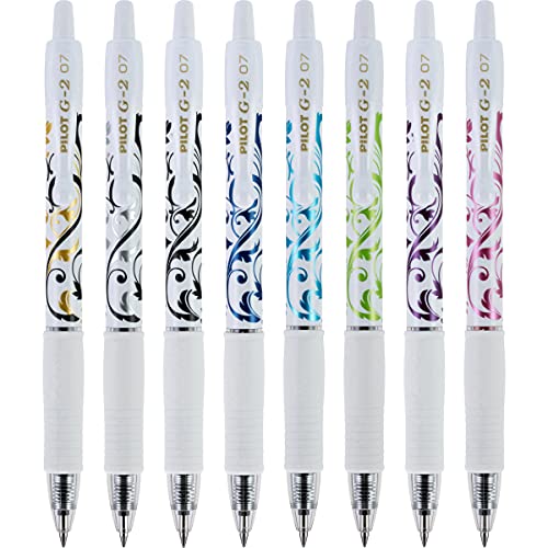 Pilot, G2 Premium Gel Roller Pens, Fine Point 0.7 mm, Assorted Colors, Pack of 8