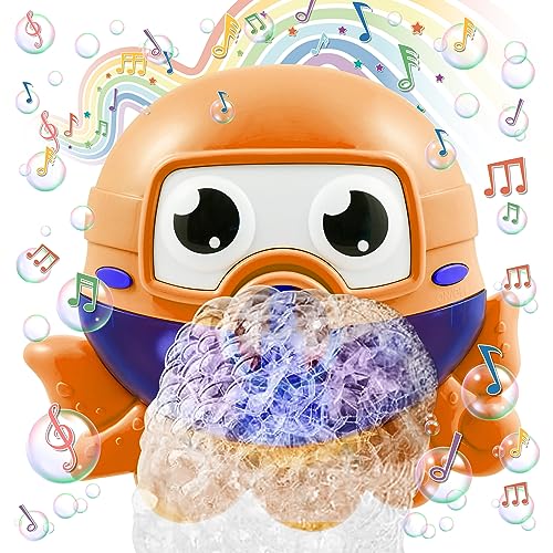 Chuchik Bubble Bath Maker for The Bathtub. Blows Bubbles and Plays 24 Children’s Songs – Baby, Toddler Kids Bath Toys Makes Great Gifts for Toddlers – Sing-Along Bath Bubble Machine (Bright-Orange)