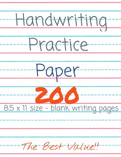 Handwriting Practice Paper for Kids: Dotted lined notebook for kids, 200 pages, 8.5x11 size, blank handwriting practice pages for kids