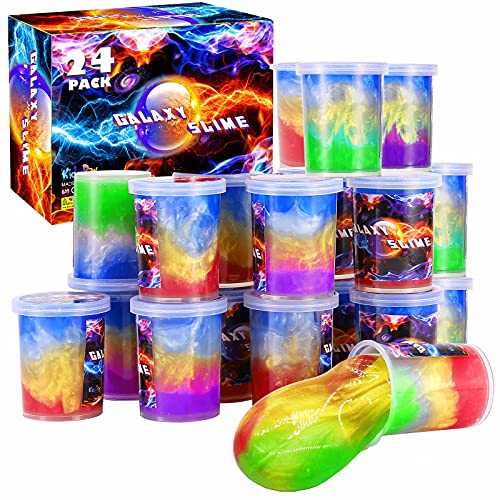 Galaxy 24 Pack, Slime Party Favors, Unicorn Color Slime Pack for Kids Goodie Bag Stuffers- Pretty Soft, Stretchy & Non Sticky Slime Kit for Girls Boys Ages 5 6 7 8 12…