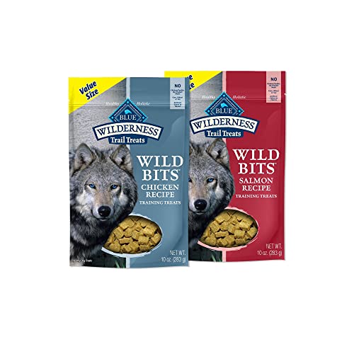 Blue Buffalo Wilderness Trail Treats Wild Bits High Protein Grain Free Soft-Moist Training Dog Treat, Salmon and Chicken 10-oz Bundle, 2 count