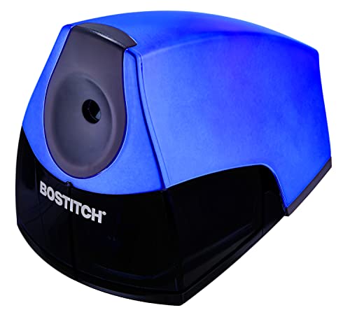 Bostitch Personal Electric Pencil Sharpener, Powerful Stall-Free Motor, High Capacity Shavings Tray, Blue Chrome Metallic