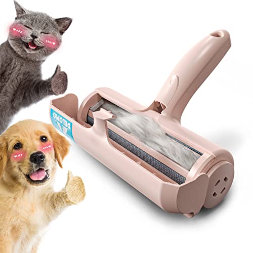 DELOMO Pet Hair Remover Roller - Dog & Cat Fur Remover with Self-Cleaning Base - Efficient Animal Hair Removal Tool - Perfect for Furniture, Couch, Carpet, Car Seat, Pink