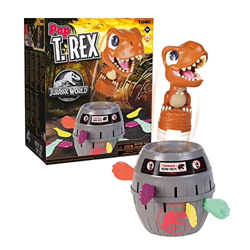 TOMY Games, Jurassic World Pop Up T-Rex, Dinosaur Game for Kids, Family Game for Ages 4+