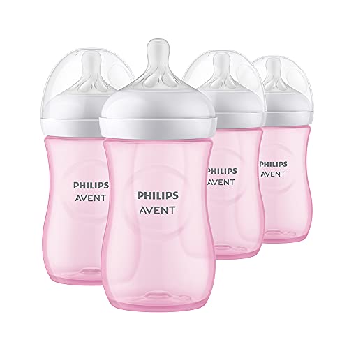 Philips Avent Natural Baby Bottle with Natural Response Nipple, Pink, 9oz, 4pk, SCY903_14