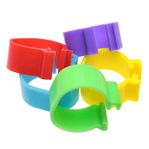 Mutai 16mm Chicken Identification Band 50PCS 16mm 5Color Plastic Poultry Chickens Ducks Leg Rings Clip-On Round Tags Poultry Identification Bands