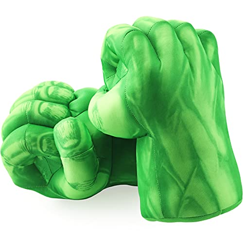 Toydaze Incredible Smash Fists Punching Gloves Plush Hands Stuffed Pillow Handwear, Kids Cosplay Costumes Gloves, Superhero Toys for Boys, Toddlers, Birthday, Halloween, Light Green