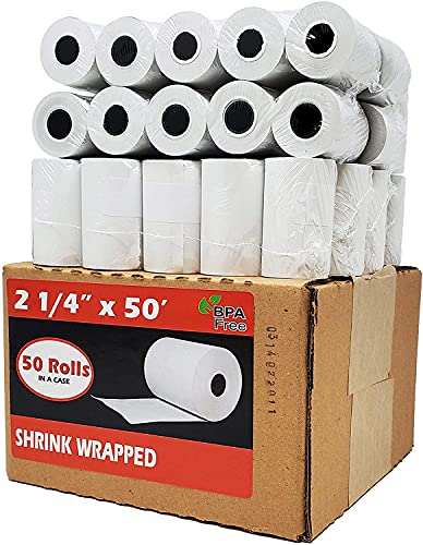 (2500 Rolls) 2 1_4 x 50 Thermal Paper Receipt Rolls 55 GSM Premium Quality German Paper fits all Credit Card Terminals VX520, ICT220 ICT250 BPA Free from BuyRegisterRolls