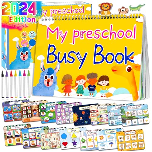 HeyKiddo Toddler Busy Book, 2023 Newest Autism Toys for Kids, Preschool Activity Binder for Autism & Special Needs, Drawing_Educational Book for Home School Learning