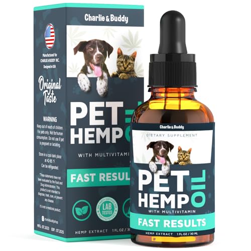 Charlie & Buddy Hеmp Оil for Dogs Cats - Helps Pets with Аnxiеty, Pаin, Strеss, Slееp, Аrthritis, Sеizures Rеlief - Нiр Jоint Hеalth - Cаlming Trеats