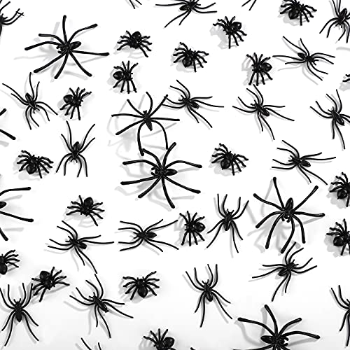 Civaner 3 Sizes 120 Pieces Plastic Spiders Small Plastic Spiders Fake Tiny Spiders Terror Prank Props for Home and Party Decorations, 2 x 1.8 Inch, 1.5 x 0.8 Inch, 0.9 x 0.6 Inch