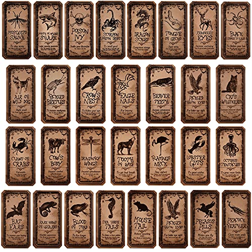 Zonon 120 Pieces Apothecary Stickers Potions Bottle Labels Animal Medicine Bottle Label Stickers Vintage Laminated Stickers Magical Wizard Decoration for Halloween Party Supplies Photo Props