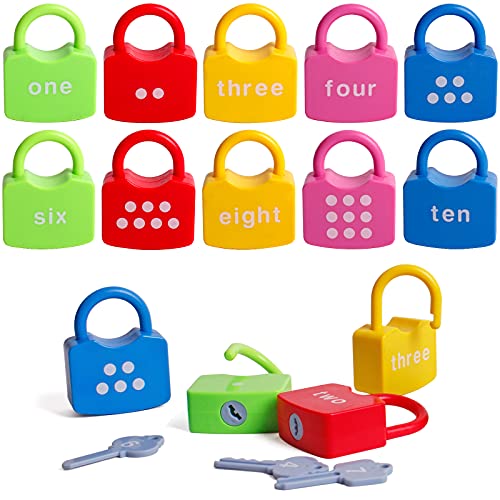 Kids Learning Locks with Keys 123 Dots Educational Preschool 2 to 4 Years Numbers Matching & Counting Montessori Colorful Toys 3 to 5 Years Boys and Girls Preschool Games Gifts