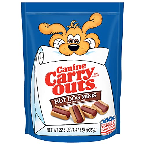 Canine Carry Outs Dog Treats, Hot Dog Minis, 22.5 Ounce (Pack of 4), Made with Real Beef