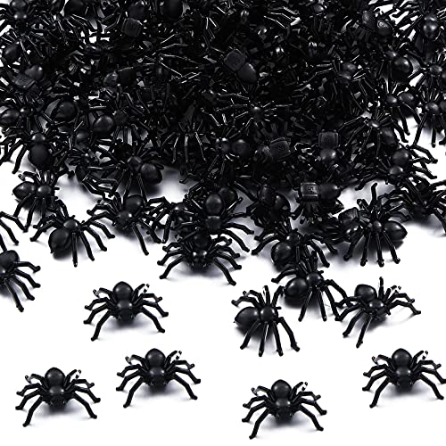 150 Pieces Plastic Spider Mini Fake Spider, Spider Toy Prank, Halloween Realistic Spider for Costume Parties Carnivals Halloween Joking Decor Cemetery Theme (Medium)