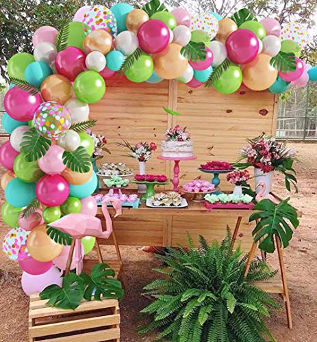 Amandir Tropical Hawaii Flamingo Party Decorations Supplies Summer Balloons Garland Arch Kit