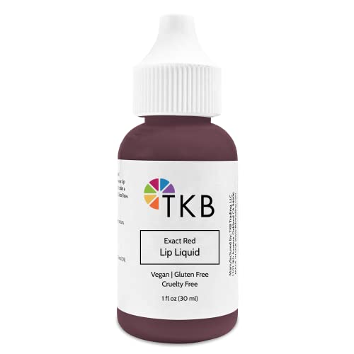 TKB Lip Liquid Color | Liquid Lip Color for TKB Gloss Base, DIY Lip Gloss, Pigmented Lip Gloss and Lipstick Colorant, Made in USA (1floz (30ml), Exact Red)