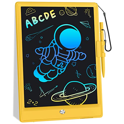 LCD Writing Tablet Doodle Board - 10 Inch Colorful Drawing Board Drawing Tablet,Erasable Reusable Electronic Drawing Pads,Educational Toys Gift for 3 4 5 6 7 8 Years Old Kids Toddler (Yellow)