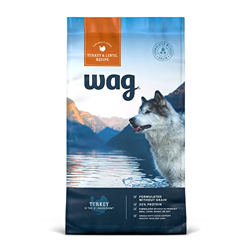 Amazon Brand - Wag Dry Dog Food Grain-Free Turkey & Lentil Recipe, High Protein (24 lb bag)