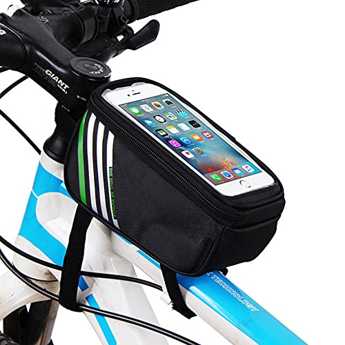 Bike Phone Front Frame Bag Bicycle Mount Top Tube Accessories Cycling Handlebar Pouch Case Holder for Samsung Galaxy S22+ S21 Plus S20 FE A53 A52 A51 A50 iPhone 12_13 Pro Max Google Pixel 6 (Black)