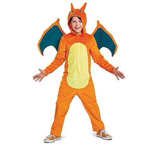 Disguise Charizard Costume for Kids, Official Pokemon Costume Hooded Jumpsuit, Child Size Small (4-6)