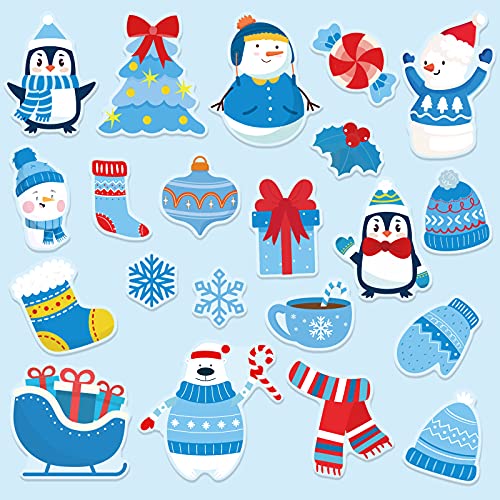 20 PCS Winter Thick Gel Clings Winter Christmas Window Gel Clings Decals Stickers for Kids Toddlers and Adults Home Airplane Classroom Nursery Winter Holiday Party Supplies Decorations