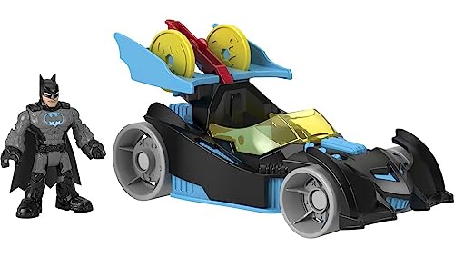 Fisher-Price Imaginext DC Super Friends Batman Toy Bat-Tech Racing Batmobile with Lights & Poseable Figure for Preschool Kids Ages 3+ Years​