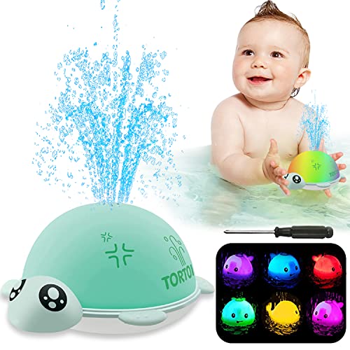 ZHENDUO Baby Bath Toys, Rechargeable Bath Toys, Light Up Bath Toys Spray Water Bath Toy, Bathtub Toys for Toddlers Kids,Pool Bathroom Baby Toys (Tortoise)