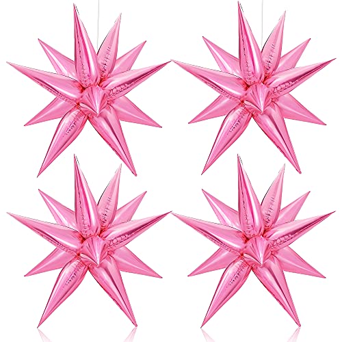 KatchOn, Big Pink Star Balloons - 50 Pieces, 26 Inch | Pink Starburst Balloon for Pink Party Decorations | Pink Spike Balloons, Metallic Pink Balloons, Pink Birthday Decor | Hot Pink Star Balloons