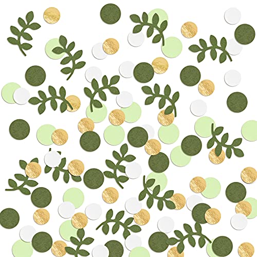 Greenery Gold Eucalyptus Confetti Baby Shower Sage Green Gold Scatter Table Decoration Country Nature-Theme Party Bridal Shower Party Wedding Classroom Nursery Decor Supplies 210 Pcs