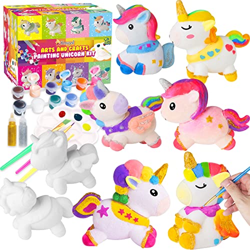 KMUYSL Unicorn Painting Kit, Arts and Crafts for Kids Ages 4-8+, Art Supplies with 8 Unicorn Figurines, Kids Toy Birthday Gifts for Boys Girls 3-5, 6-8 Years Old