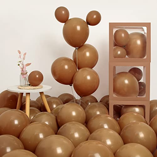 Styirl 10_5 Inch Brown Balloons Ballons - 70 Pcs Birthday Party Balloons for Halloween_Christmas_Graduation Decorations, Brown Globos for Jungle Safari Theme Party Decorations_Wedding