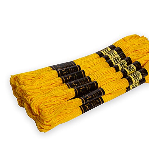 UMC STAG 12 Pieces Canary Yellow 298_972 Premium Embroidery Thread | 100zz Egyptian Cotton Premium Skeins | Cross Stitch Embroidery Floss | Oeko TEX Certified Stranded Cotton (Canary Yellow)