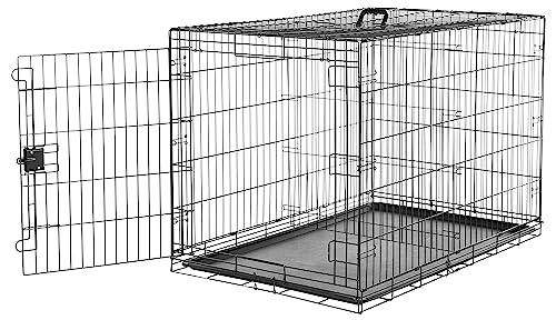 Amazon Basics Durable, Foldable Metal Wire Dog Crate with Tray, Single Door, 48 Inches, Black