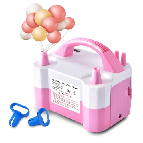 YIKEDA Electric Air Balloon Pump, Portable Dual Nozzle Electric Balloon Inflator_Blower for Party Decoration,Used to Quickly Fill Balloons - 110V 600W [Pink]