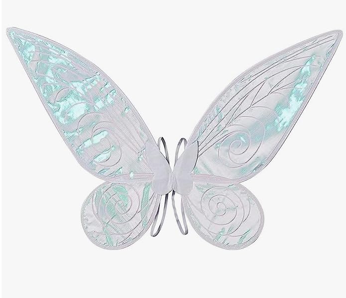 caretoto Fairy Wings for Adults Halloween Fairy Costume Dress Up Sparkling Sheer Wings Angel Wings for Kids Girls Women,White