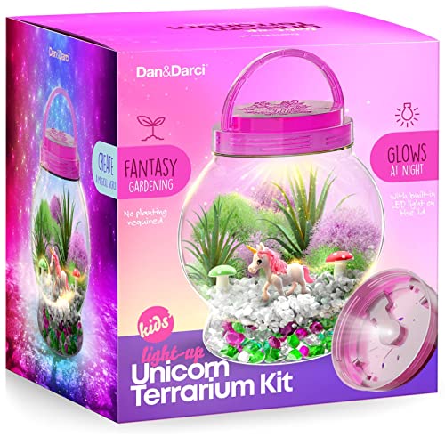 Light-Up Unicorn Terrarium Kit for Kids - Kids Birthday Easter Gifts for Kids - Best Unicorn Toys & Activities Kits Presents - Arts & Crafts for Little Girls & Boys Age 4 5 6 7 8-12 Year Old Girl Gift