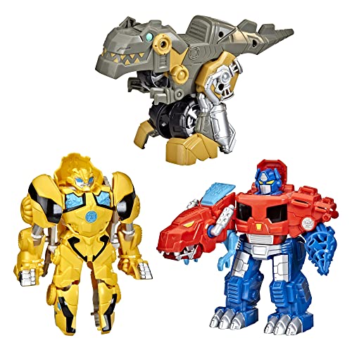 Transformers Playskool Primal Team-Up 3-Pack with Optimus Prime,Bumblebee, and Grimlock Converting Dinosaur Figures, 4.5-Inch Toys, Ages 3 and Up (Amazon Exclusive)