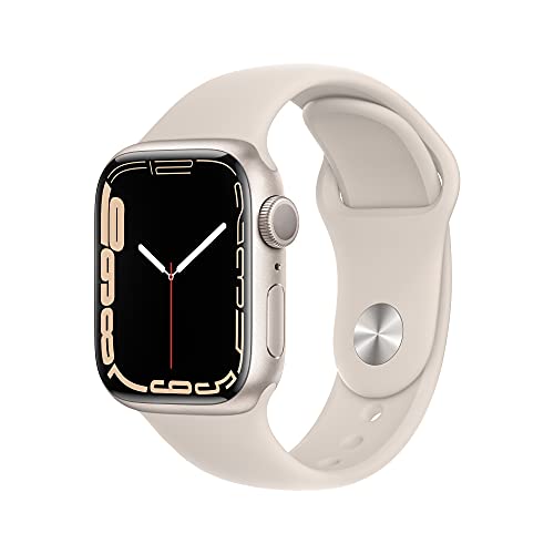 Apple Watch Series 7 [GPS 41mm] Smart Watch w_Starlight Aluminum Case with Starlight Sport Band. Fitness Tracker, Blood Oxygen & ECG Apps, Always-On Retina Display, Water Resistant