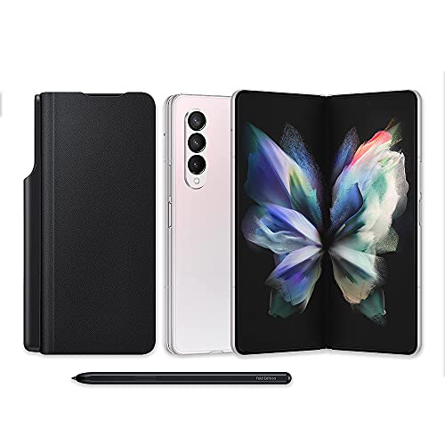 SAMSUNG Galaxy Z Fold 3 5G Factory Unlocked Android Cell Phone US Version Smartphone, Phantom Silver with Galaxy Z Fold 3 Phone Case