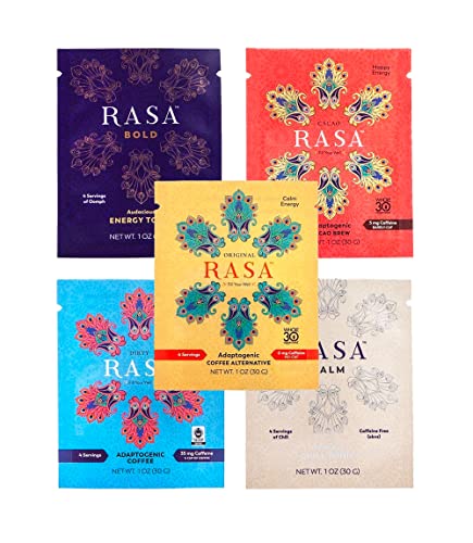 Rasa Taster Pack | Herbal Coffee Alternative with Ashwagandha, Chaga + Reishi for All-Day Energy + Focus - Organic, Adaptogens, Vegan, Keto, Whole30…