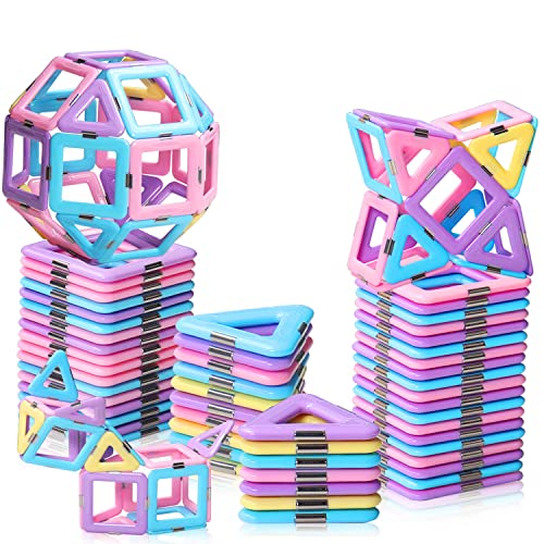 Magnetic Tiles Toys for 3 4 5 6 7 8+ Year Old Boys Girls Upgrade Macaron Castle Blocks Building Set for Toddlers STEM Creativity_Educational Toys for Kids Age 3-6 Christmas Birthday Gifts