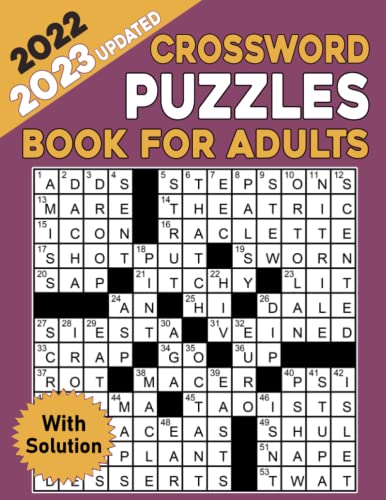 2022 Crossword Puzzles Book For Adults With Solution: Large-print, Medium level Puzzles | Awesome Crossword Puzzle Book For Puzzle Lovers | Adults, Seniors, Men And Women With Solutions.